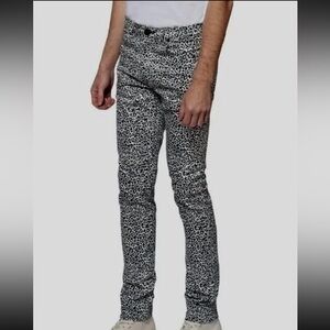 Monfrere Mens Size 34 Greyson Blanc Leopard Skinny Fit Jeans Pants MRSP $298 NEW